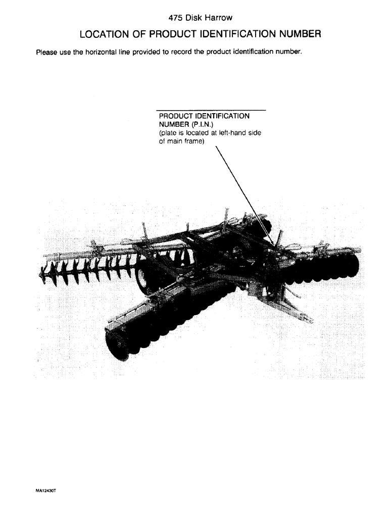 Схема запчастей Case IH 475 - (1-2) - LOCATION OF PRODUCT IDENTIFICATION NUMBER (00) - PICTORIAL INDEX
