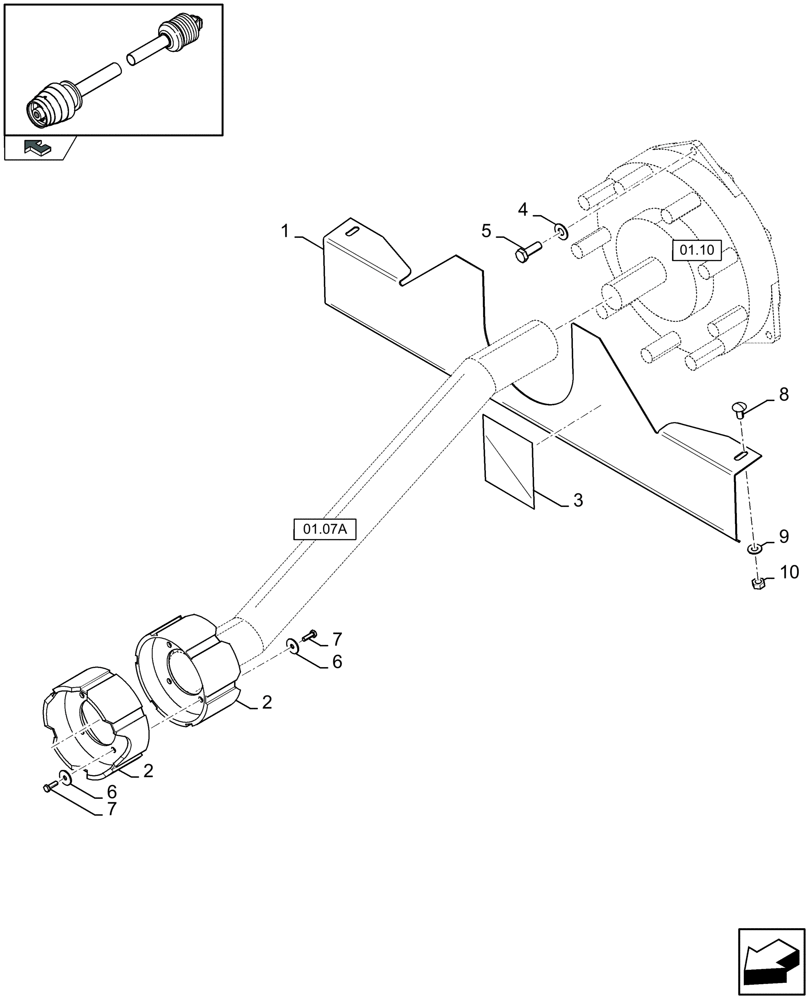 Схема запчастей Case IH LBX432S - (01.07[01]) - POWER TAKE-OFF, REAR (01) - POWER TAKE OFF