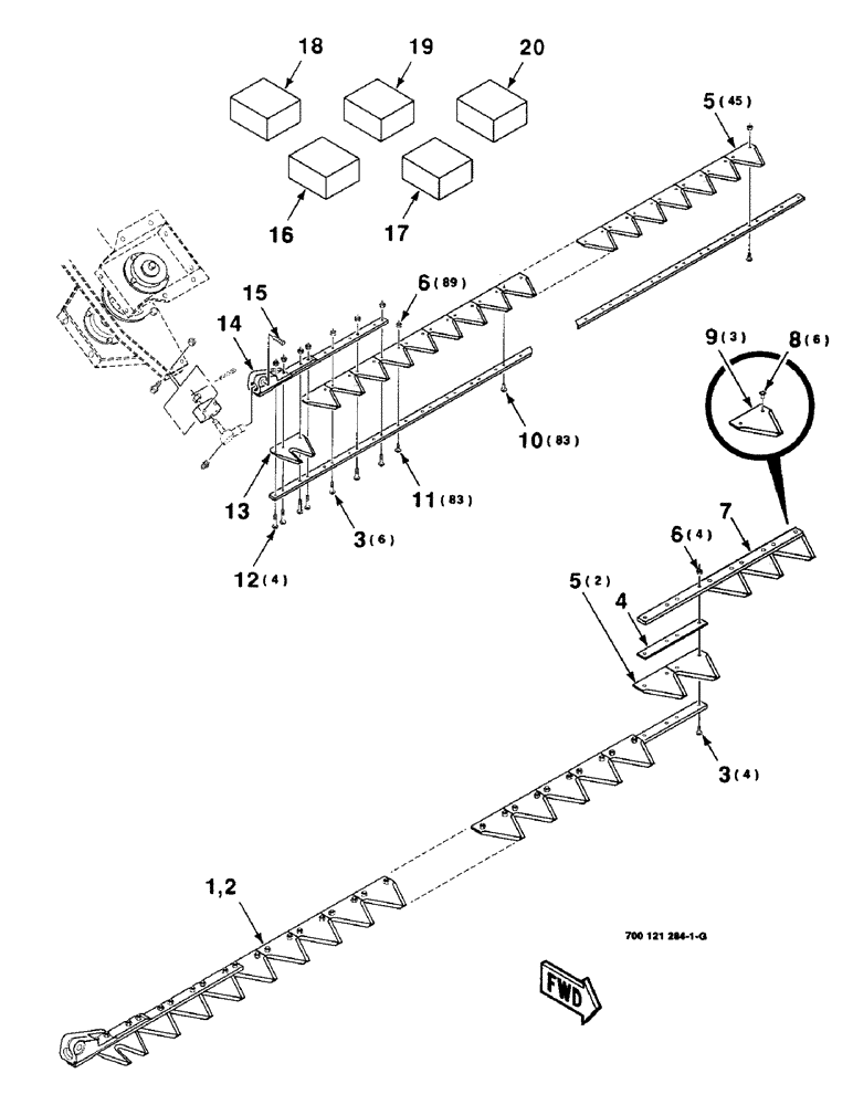 Схема запчастей Case IH 8820 - (5-28) - SICKLE ASSEMBLY, RIGHT, 25 FOOT (09) - CHASSIS