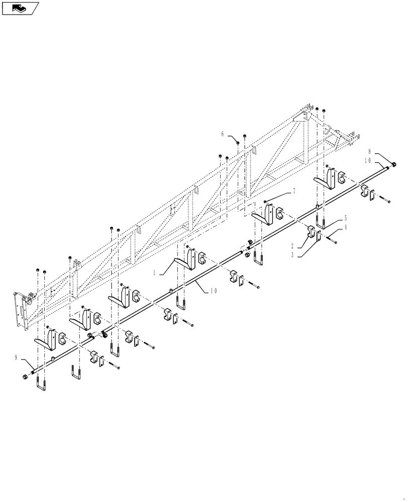 Схема запчастей Case IH 4420 - (09-033) - NOZZLE SPACING GROUP, 5 SECTION MID, 20/30" ON CENTER PLBG Liquid Plumbing