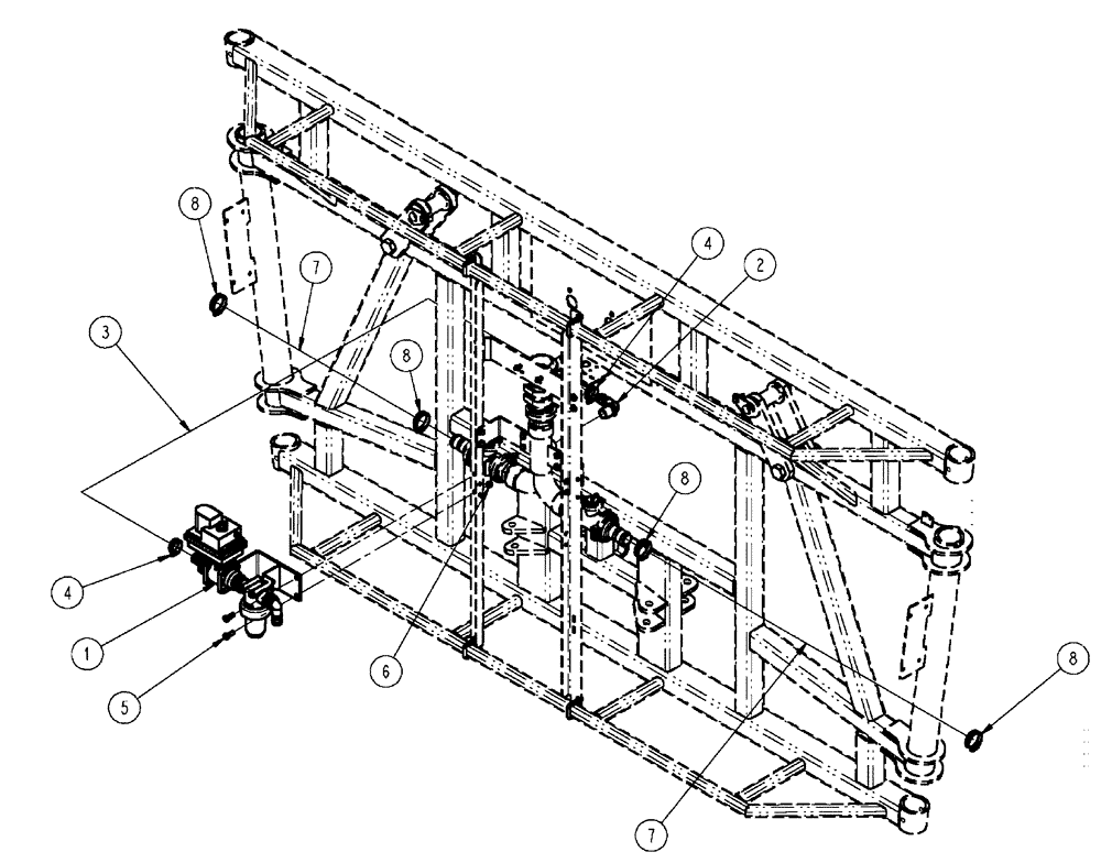 Схема запчастей Case IH SPX4410 - (09-025) - BOOM PLUMBING GROUP, 5 SECTION, CENTER SECTION Liquid Plumbing