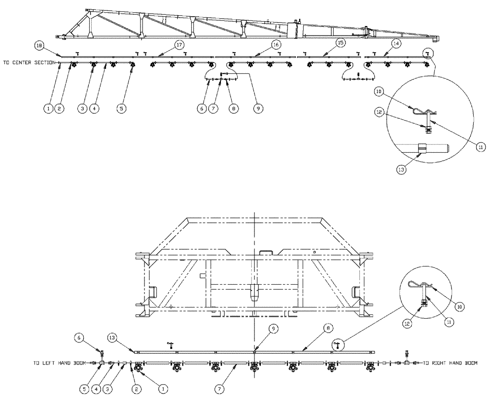 Схема запчастей Case IH PATRIOT XL - (09-035[02]) - 75 3-BOOM SHUTOFF-20" ON CENTER-NOZZLES, CENTER BOOM 5-WAY NOZZLES Liquid Plumbing