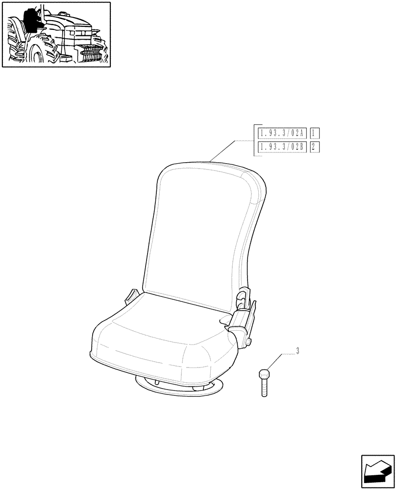 Схема запчастей Case IH MXU115 - (1.93.3/02) - (VAR.402-885) PASSENGER SEAT (10) - OPERATORS PLATFORM/CAB