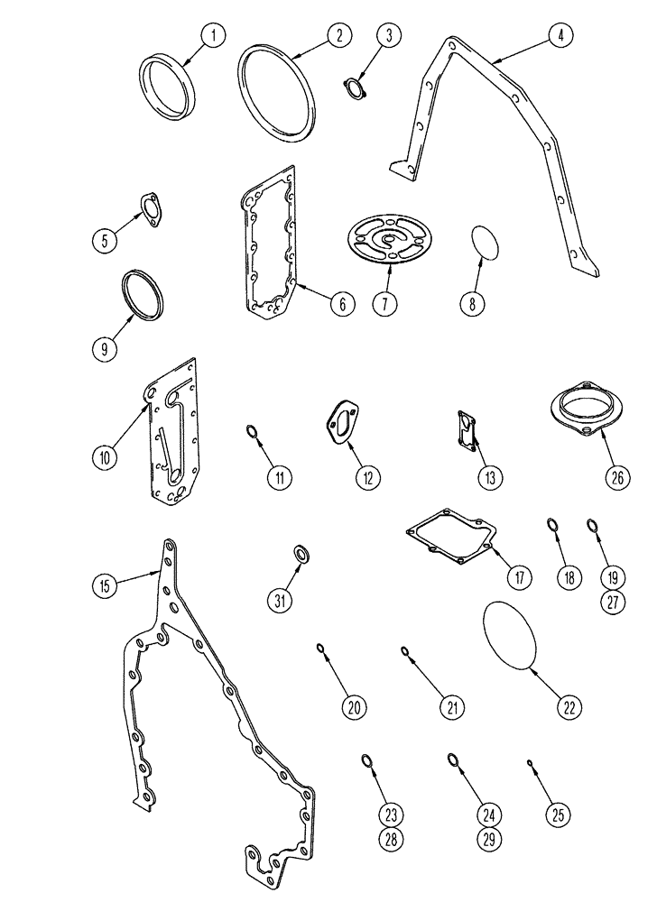 Схема запчастей Case IH FLX3300B - (02-043) - GASKET KIT - CYLINDER BLOCK (01) - ENGINE