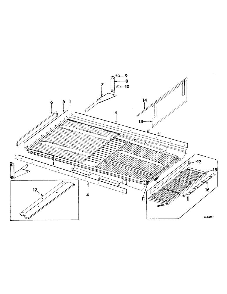 Схема запчастей Case IH 82 - (42) - GRAIN PAN, GRAIN PAN BOTTOM EXTENSION AND CHAFFER SIEVE (74) - CLEANING