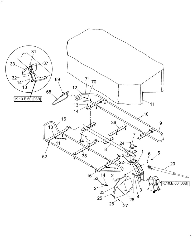 Схема запчастей Case IH MDX41 - (F.20.C[3A]) - SUPPORT 6 DISC, FROM PIN Y9ZSF0016 K - Crop Processing