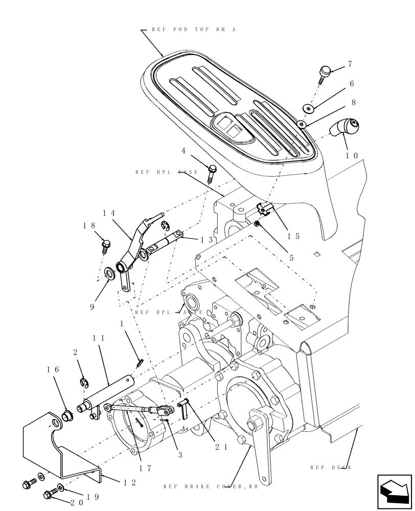 Схема запчастей Case IH DX35 - (07.14) - HPL LEVER ASSEMBLY (07) - HYDRAULIC SYSTEM