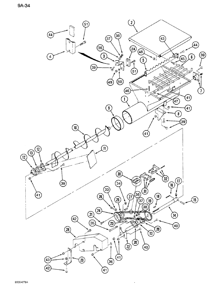 Схема запчастей Case IH 1250 - (9A-034) - HOPPER, CONCENTRATE, 1250 MACHINES, P.I.N. 7001 AND AFTER (09) - CHASSIS ATTACHMENTS