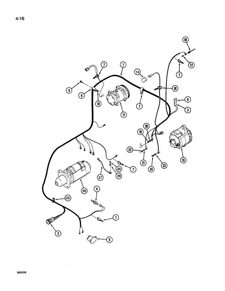 Схема запчастей Case IH 9260 - (4-016) - ENGINE HARNESS, 9250 AND 9260 TRACTOR (04) - ELECTRICAL SYSTEMS