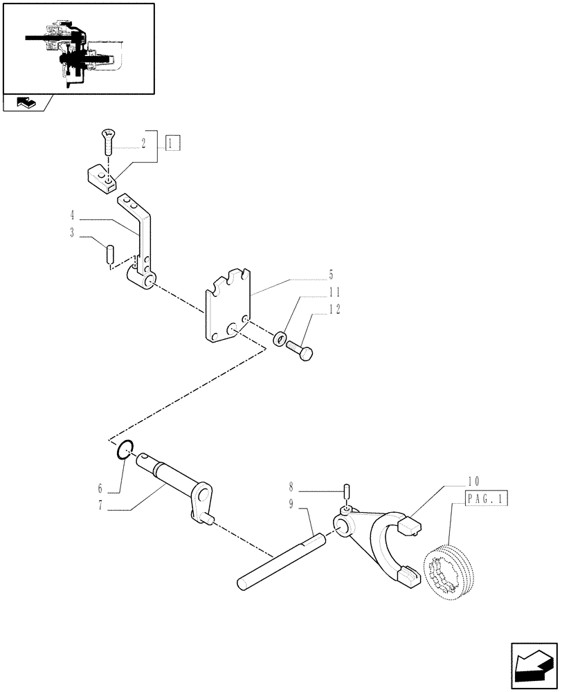 Схема запчастей Case IH FARMALL 75C - (1.80.1/02[02]) - POWER TAKE-OFF (540-540E RPM) WITH GROUND SPEED - ROD AND FORK (VAR.330804-331804) (07) - HYDRAULIC SYSTEM