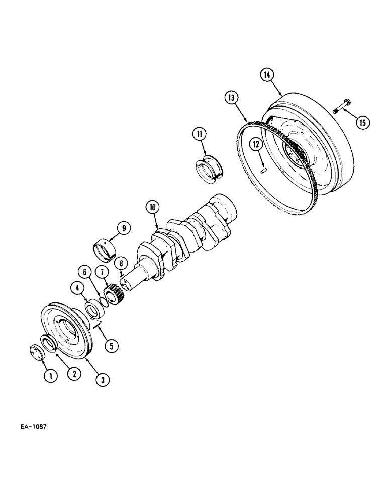 Схема запчастей Case IH 248 - (2-080) - CRANKSHAFT, FLYWHEEL AND BEARINGS, 248, 485 (02) - ENGINE