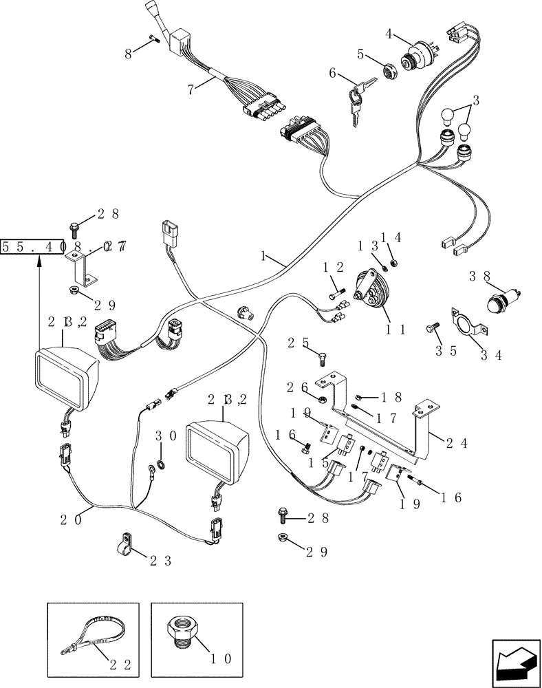 Схема запчастей Case IH 2588 - (55.512.06) - HARNESSES - STEERING CONSOLE AND PLATFORM (55) - ELECTRICAL SYSTEMS