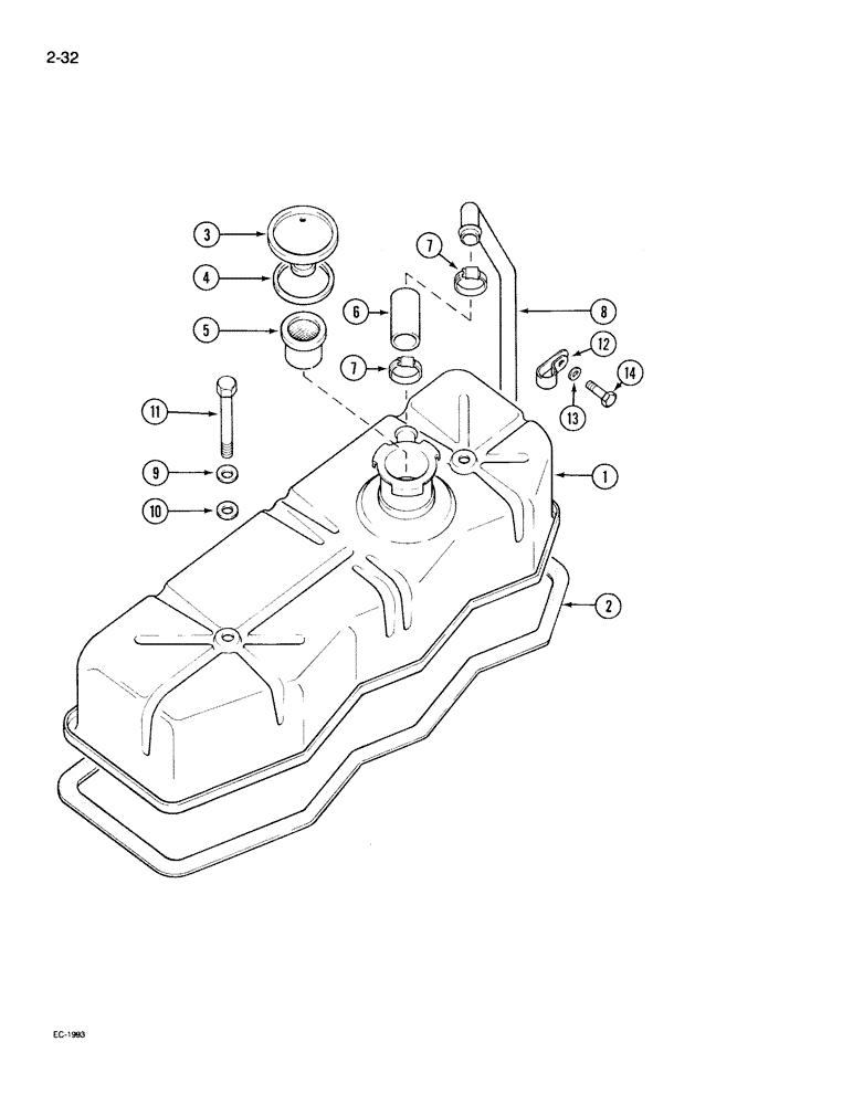 Схема запчастей Case IH 395 - (2-032) - VALVE HOUSING COVER (02) - ENGINE