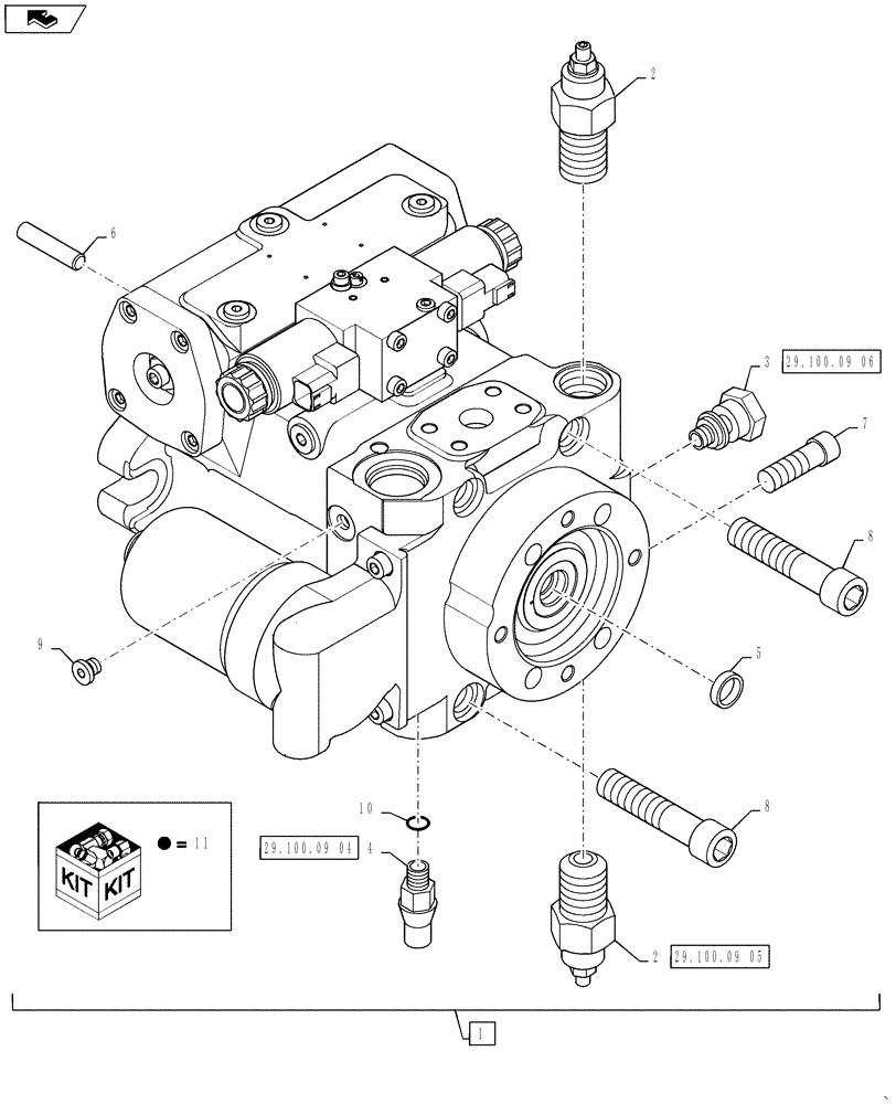 Схема запчастей Case IH 3330 - (29.100.09[04]) - HYDROSTATIC PUMP PORT PLATES WITH VALVES, BSN YCT032640 (29) - HYDROSTATIC DRIVE