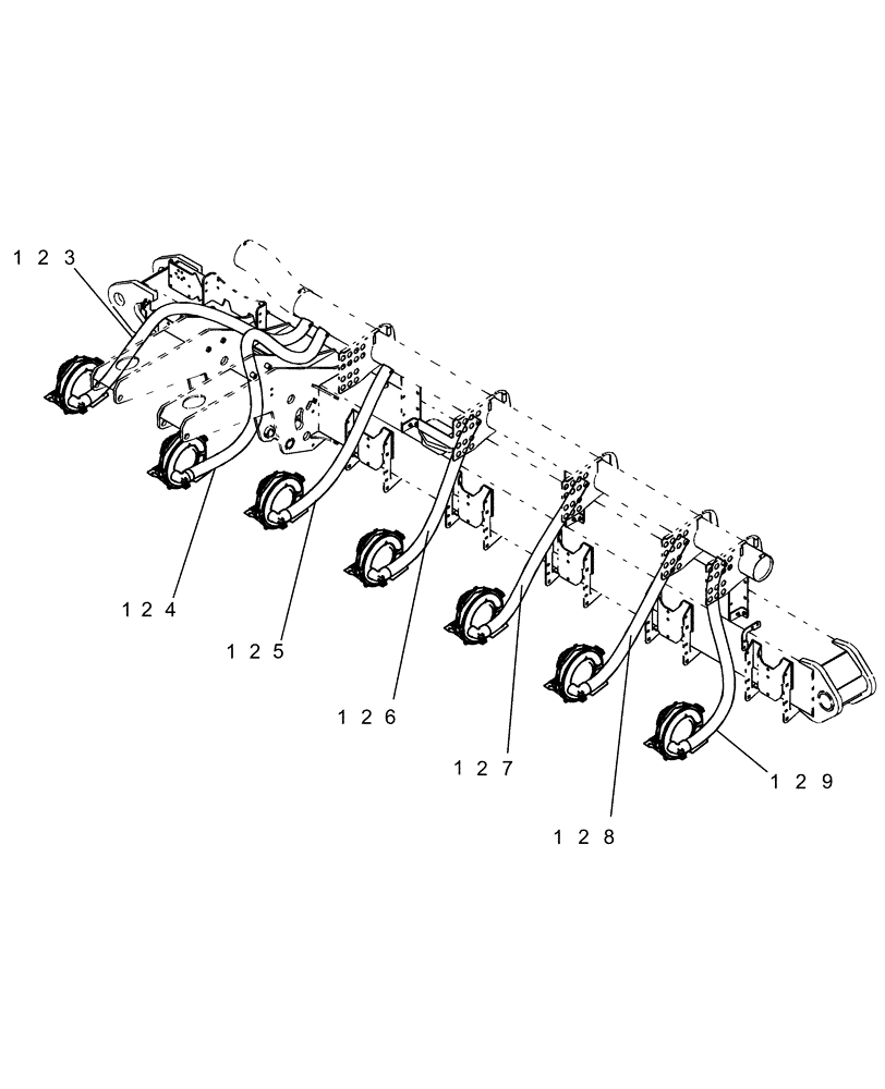 Схема запчастей Case IH 1260 - (75.200.16) - ROW UNIT - VACUUM HOSE MIDDLE 80 (75) - SOIL PREPARATION