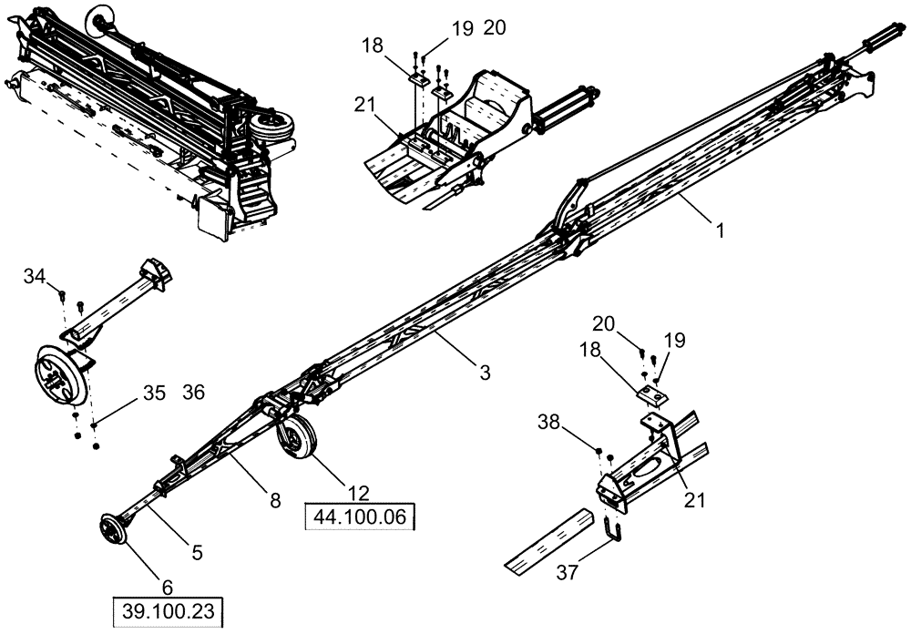 Схема запчастей Case IH 1260 - (39.100.16[01]) - FRAME, MARKER, ASSY (39) - FRAMES AND BALLASTING