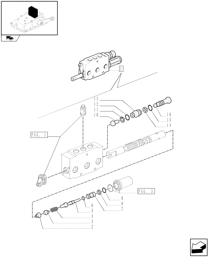 Схема запчастей Case IH FARMALL 75C - (1.82.7/01A[02]) - SIMPLE DOUBLE EFFECT DISTRIBUTOR WITH AUTOMATIC CUTOUT - BREAKDOWN (07) - HYDRAULIC SYSTEM