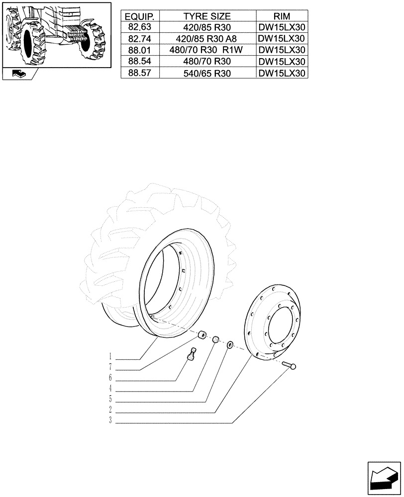 Схема запчастей Case IH PUMA 210 - (82.00[06]) - FRONT WHEELS (11) - WHEELS/TRACKS