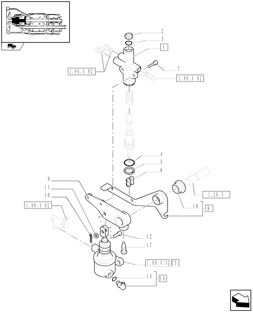 Схема запчастей Case IH FARMALL 105N - (1.80.4[01]) - PTO ENGAGEMENT CLUTCH - SERVOCONTROL (07) - HYDRAULIC SYSTEM