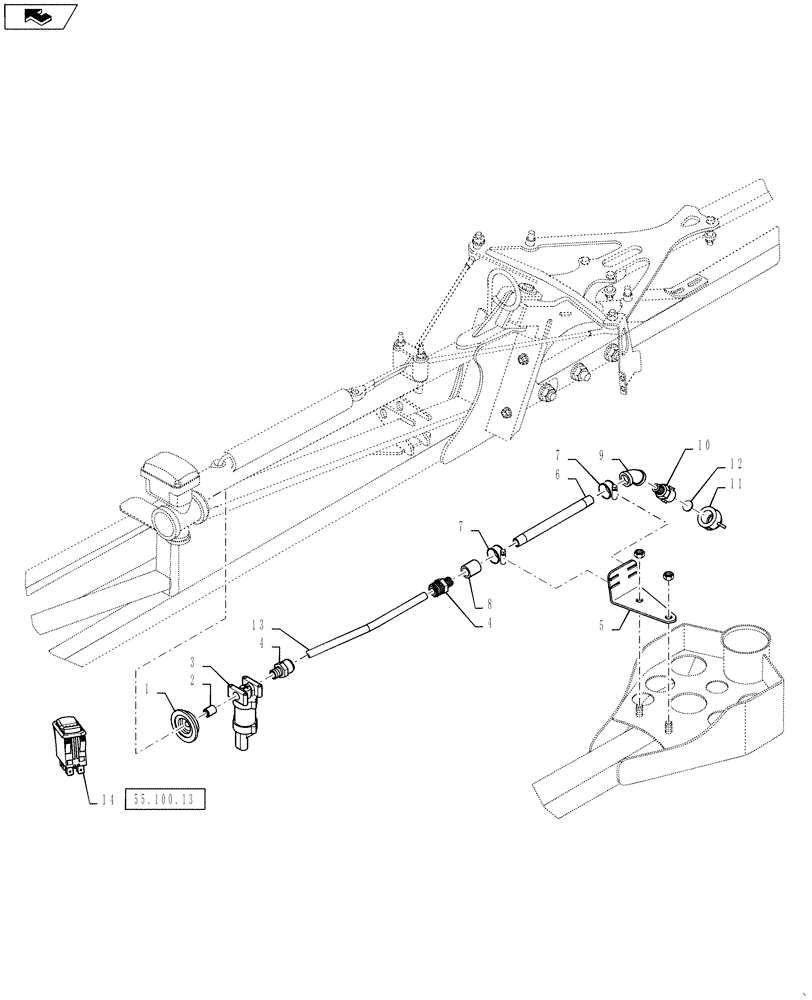 Схема запчастей Case IH 3330 - (39.105.16) - NOZZLE, FENCE ROW, 120, LOW-FLOW, ASN Y9T026405 (39) - FRAMES AND BALLASTING