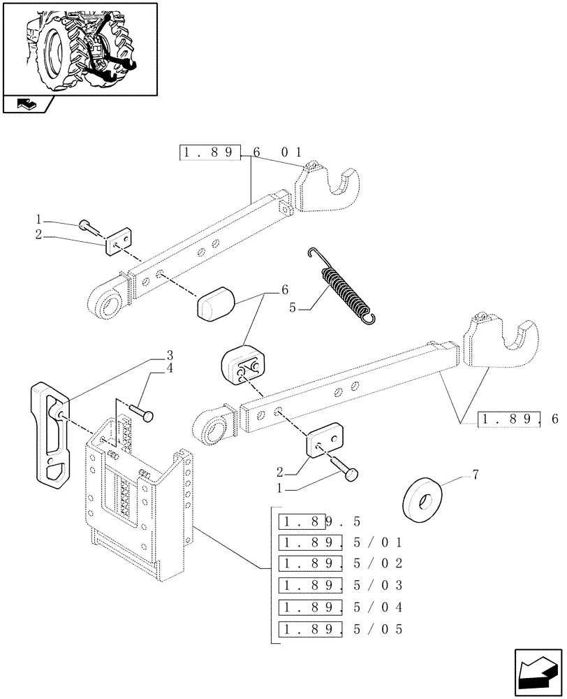 Схема запчастей Case IH PUMA 225 - (1.89.6/03) - (VAR.901) SWAY BLOCK STABILIZERS (09) - IMPLEMENT LIFT