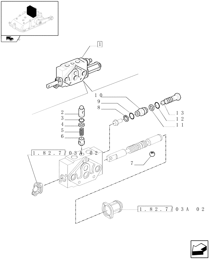 Схема запчастей Case IH FARMALL 85N - (1.82.7/03A[01]) - SIMPLE/DOUBLE-ACTING CONTROL VALVE WITH FLOAT COMMUTATION - BREAKDOWN (07) - HYDRAULIC SYSTEM