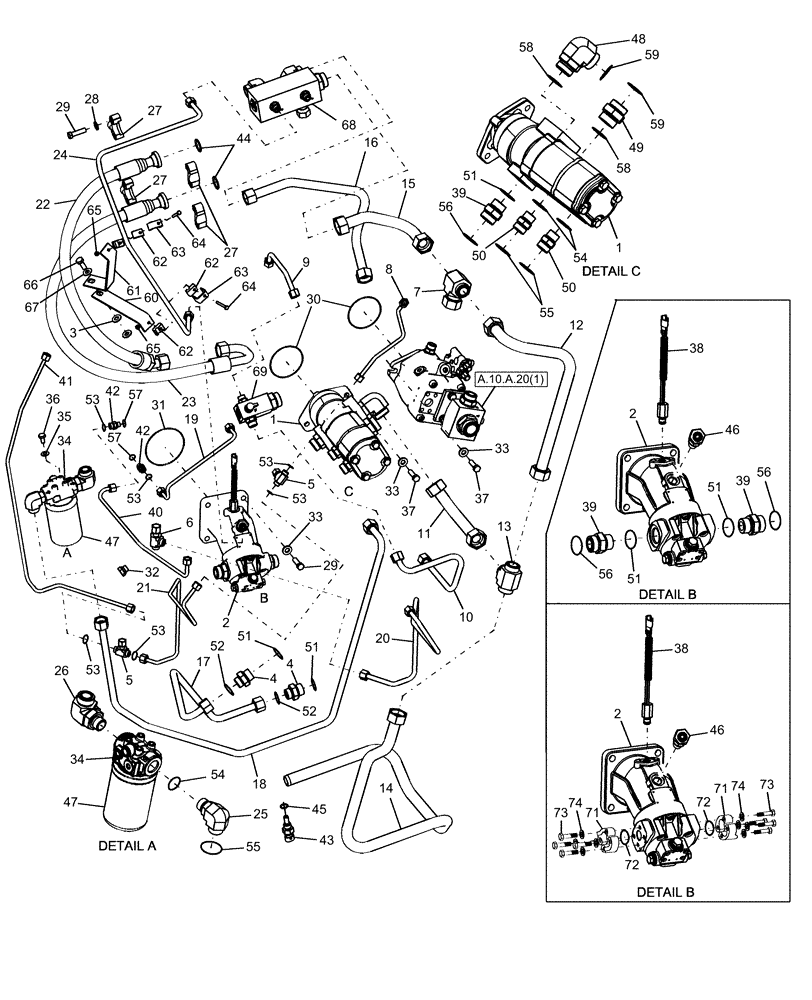 Схема запчастей Case IH AFX8010 - (A.10.A.36[1]) - GENERAL HYDRAULIC A - Distribution Systems