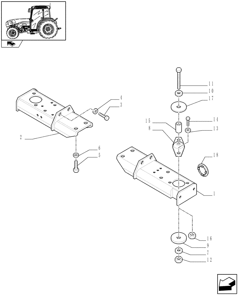 Схема запчастей Case IH FARMALL 95N - (1.92.87/01) - CROSS-PIECE AND RELEVANT PARTS (10) - OPERATORS PLATFORM/CAB