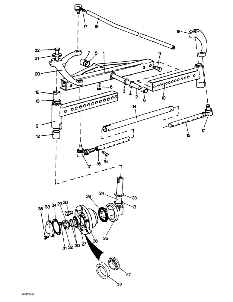 Схема запчастей Case IH 885 - (5-16) - FRONT AXLE, 885 NARROW TRACTORS (05) - STEERING