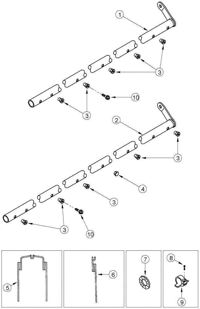 Схема запчастей Case IH 1010 - (09A-13A) - PICKUP REEL - STEEL TINE ASSY - ASN JJC0305000 (09) - CHASSIS/ATTACHMENTS