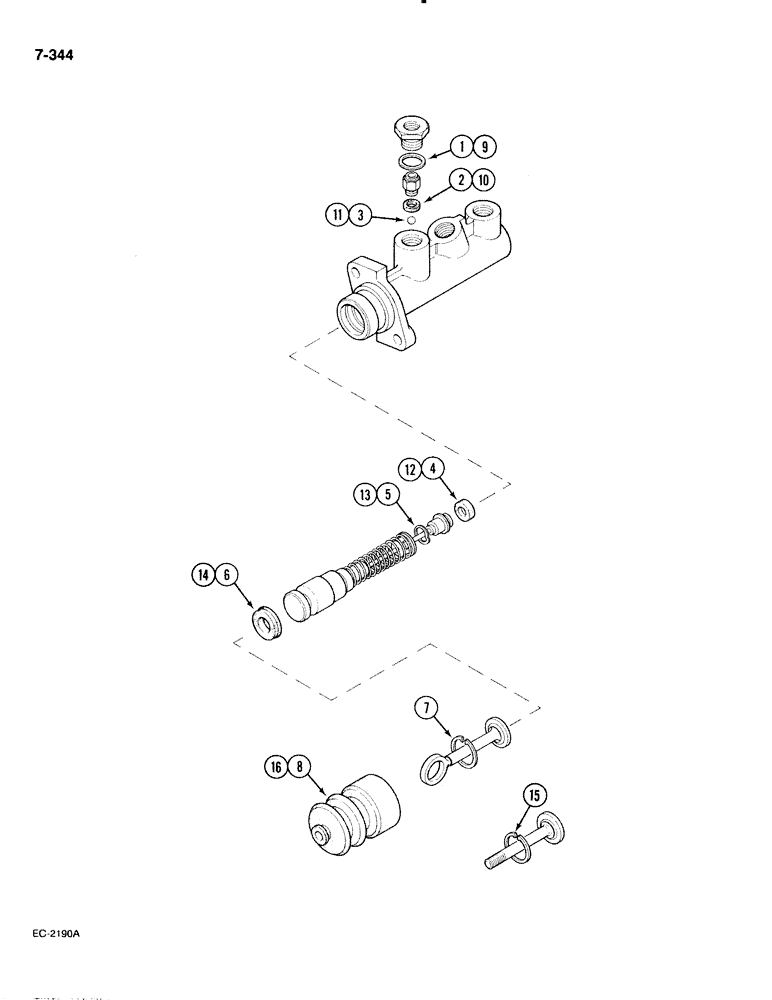 Схема запчастей Case IH 885 - (7-344) - BRAKE CYLINDER (07) - BRAKES