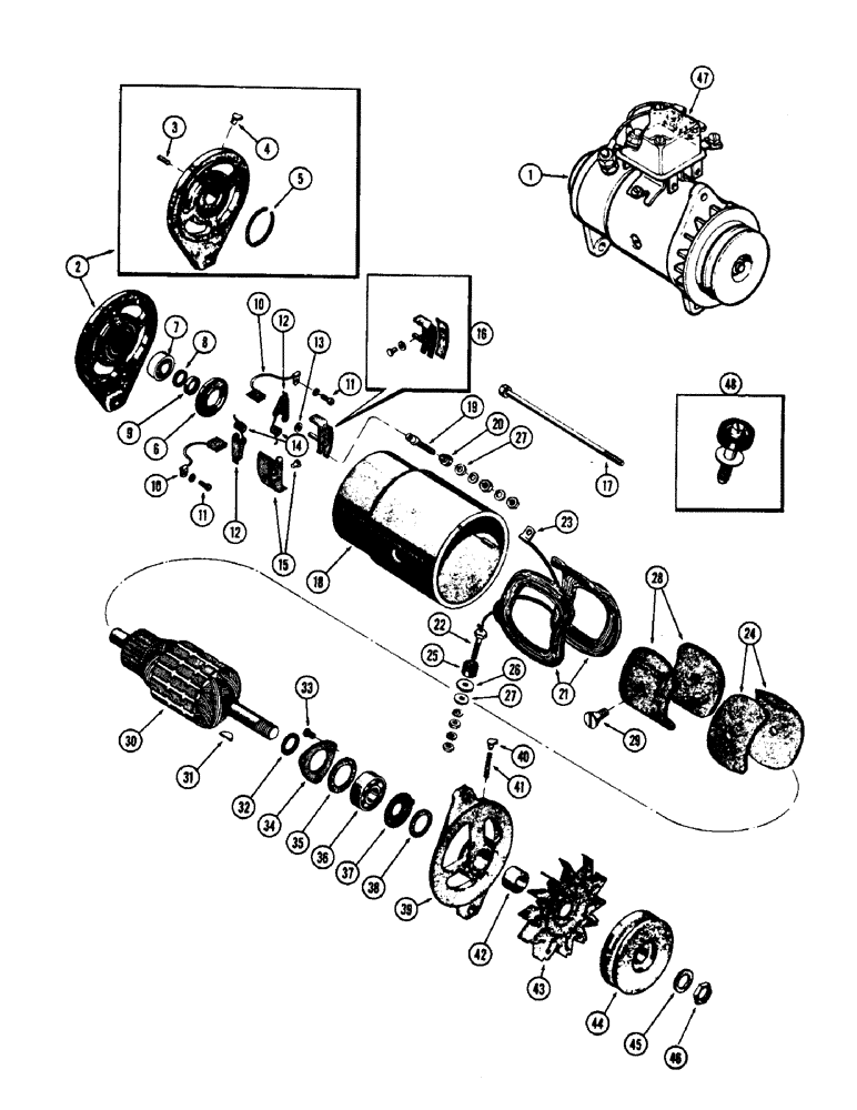 Схема запчастей Case IH 1060 - (434) - GENERATOR, (301) DIESEL AND (284) SPARK IGNITION ENGINE (55) - ELECTRICAL SYSTEMS