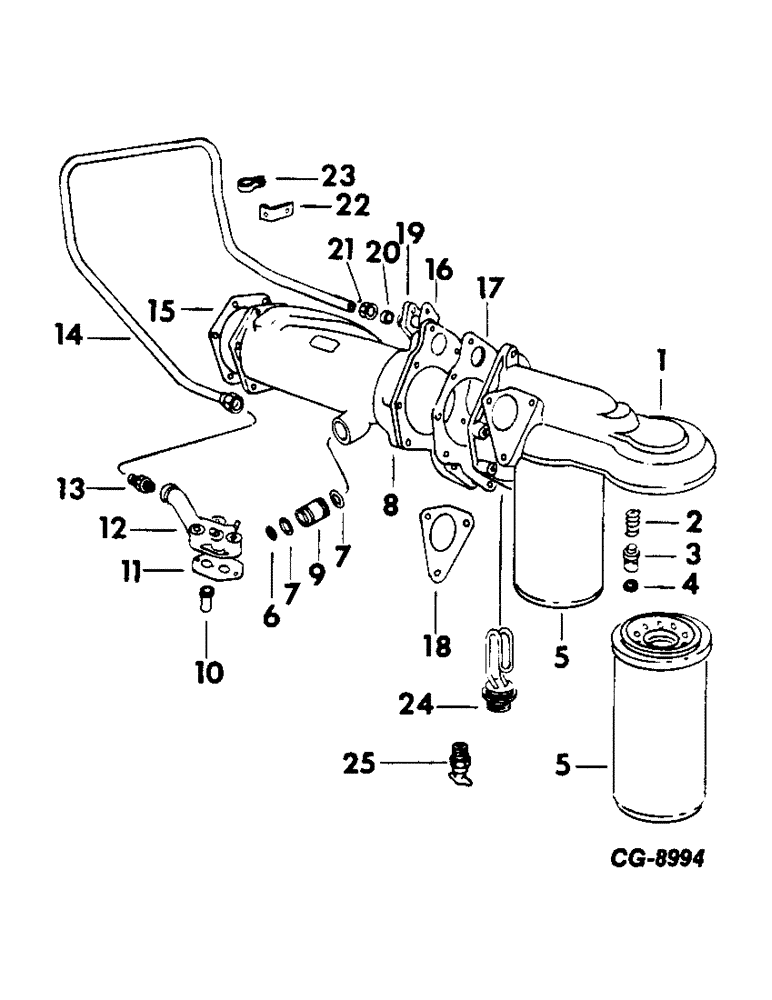 Схема запчастей Case IH V-800 - (B-29) - OIL COOLER, FILTER AND CONNECTIONS 