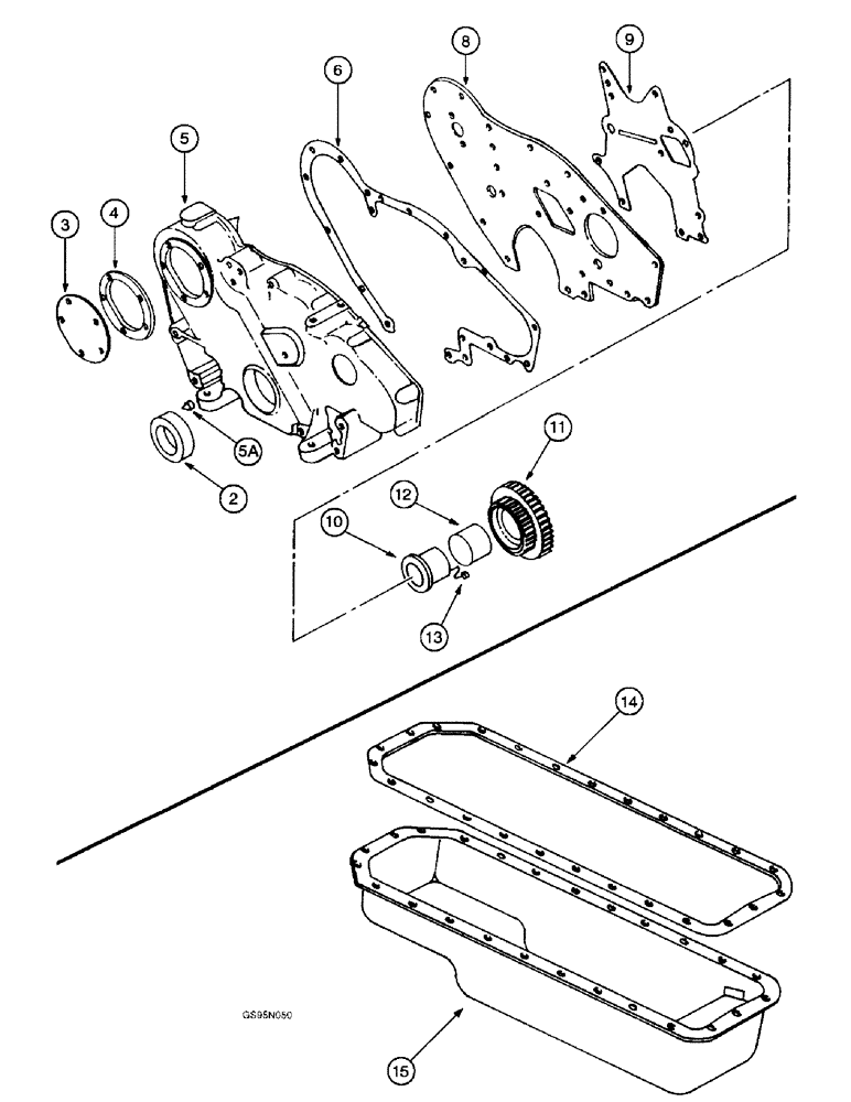 Схема запчастей Case IH D-301 - (3-04) - CRANKCASE FRONT COVER AND IDLER GEAR / OIL PAN AND GASKET 