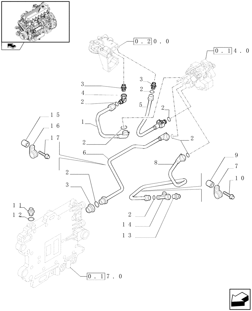 Схема запчастей Case IH A8800 - (0.20.3) - FUEL LINES & RELATED PARTS (504192460) (10) - ENGINE