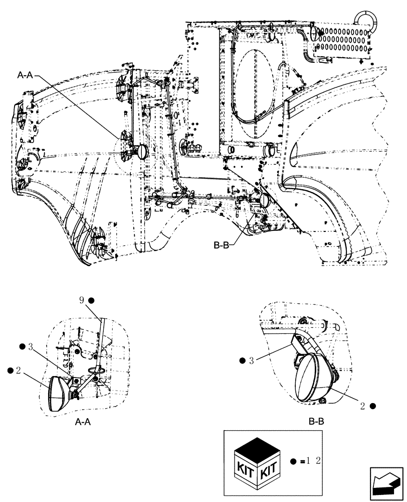 Схема запчастей Case IH 7130 - (55.404.44[01]) - LIGHTING, UNDER PANEL (55) - ELECTRICAL SYSTEMS