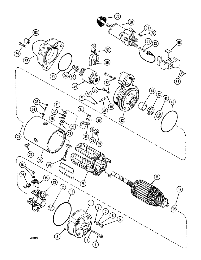 Схема запчастей Case IH 1644 - (4-50) - STARTER ASSEMBLY (06) - ELECTRICAL