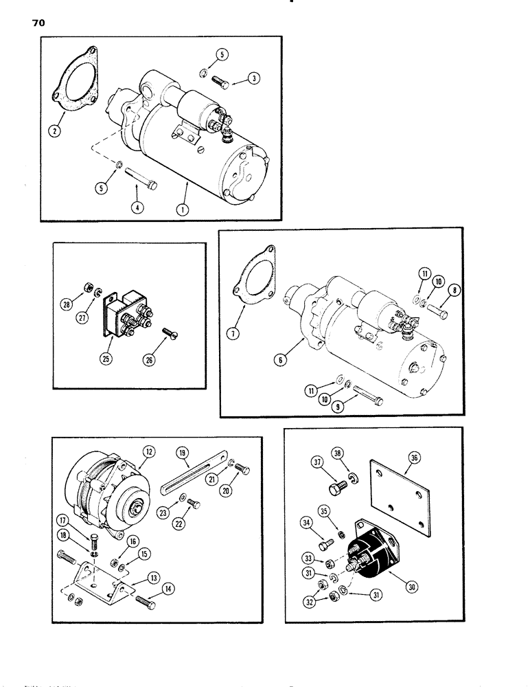 Схема запчастей Case IH 1090 - (070) - ELECTRICAL EQUIPMENT MOUNTING, (451B) DIESEL ENGINE (04) - ELECTRICAL SYSTEMS