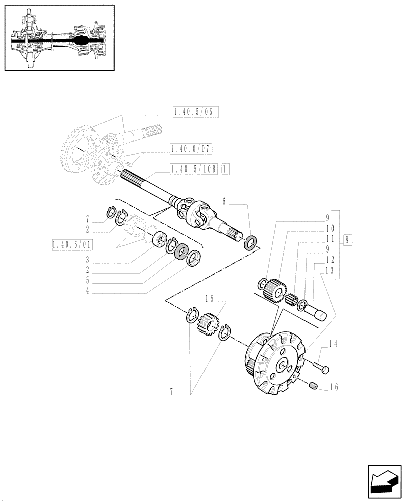 Схема запчастей Case IH MXM155 - (1.40.5/10[02]) - (VAR.452/1) 4WD FRONT AXLE WITH SUSPENSIONS,BRAKE, TERRALOCK - SPS - GEARS AND DIFFERENTIAL AXLE (04) - FRONT AXLE & STEERING