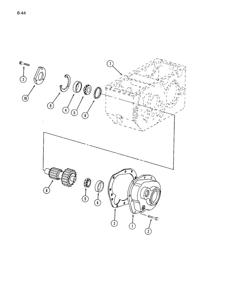 Схема запчастей Case IH 1640 - (6-44) - TRANSMISSION PINION DRIVE SHAFT (03) - POWER TRAIN