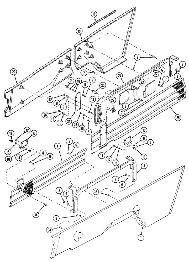 Схема запчастей Case IH 7230 - (9-032) - HOOD LOWER SIDE PANELS AND SCREENS, TRACTOR PIN JJA0064978 AND AFTER (09) - CHASSIS/ATTACHMENTS