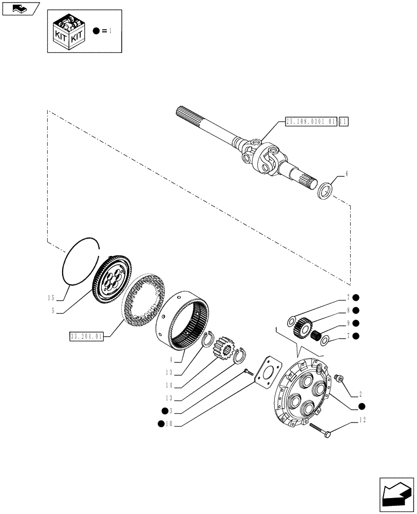 Схема запчастей Case IH PUMA 230 - (25.108.0402) - 4WD FRONT AXLE WITH BRAKES - EPICYCLICAL FINAL DRIVE (VAR.728212-728195) (25) - FRONT AXLE SYSTEM