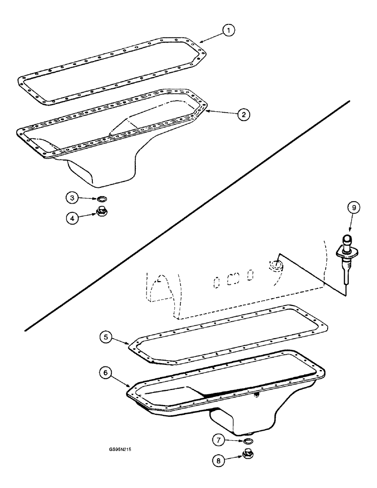 Схема запчастей Case IH D-436 - (9D-018) - CRANKCASE OIL PAN (FIGURE 1 OF 2) 