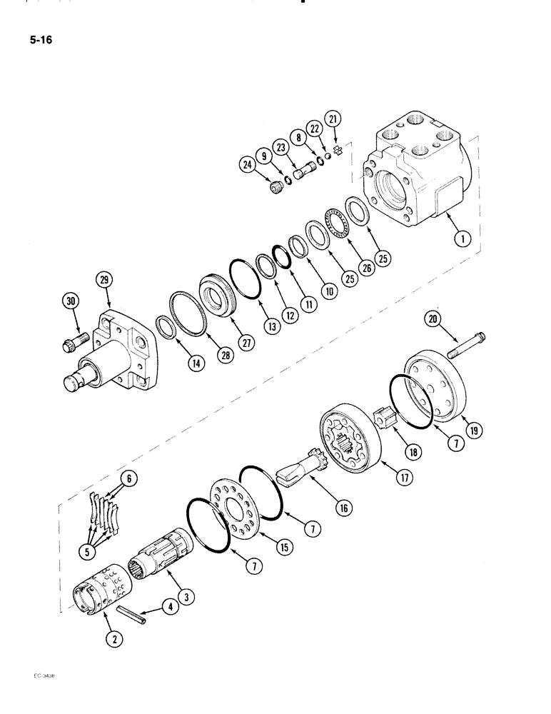 Схема запчастей Case IH 2096 - (5-016) - HYDROSTATIC STEERING PUMP, EATON, MFD TRACTORS (05) - STEERING