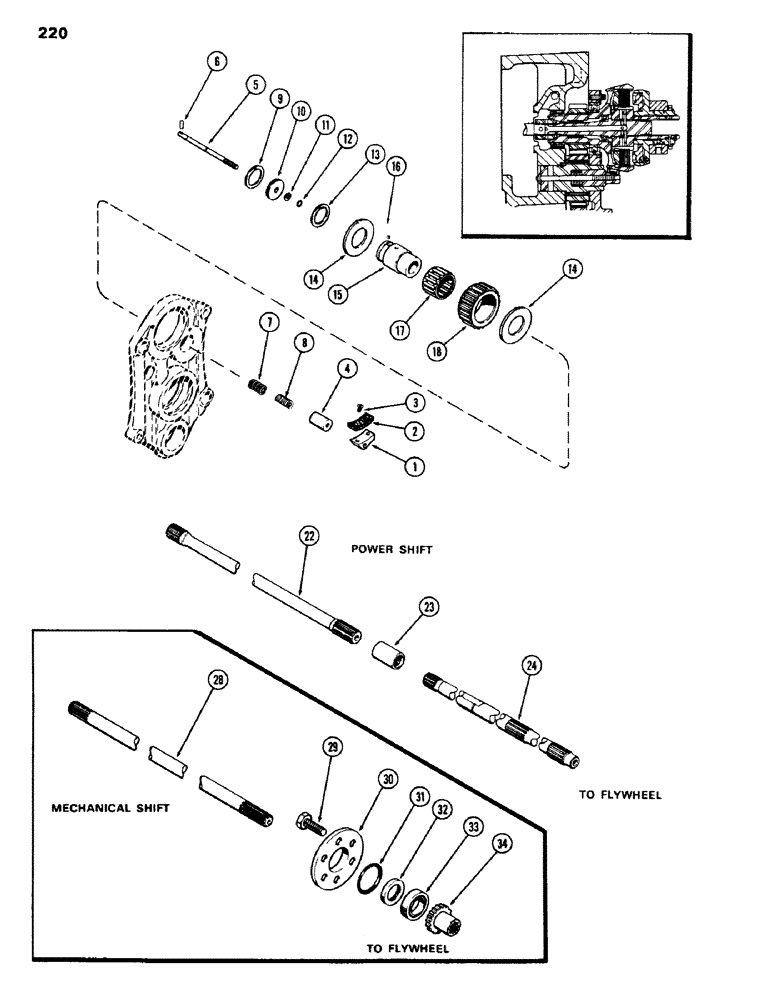 Схема запчастей Case IH 970 - (220) - P.T.O. 1ST IDLER AND P.T.O. BRAKE (06) - POWER TRAIN