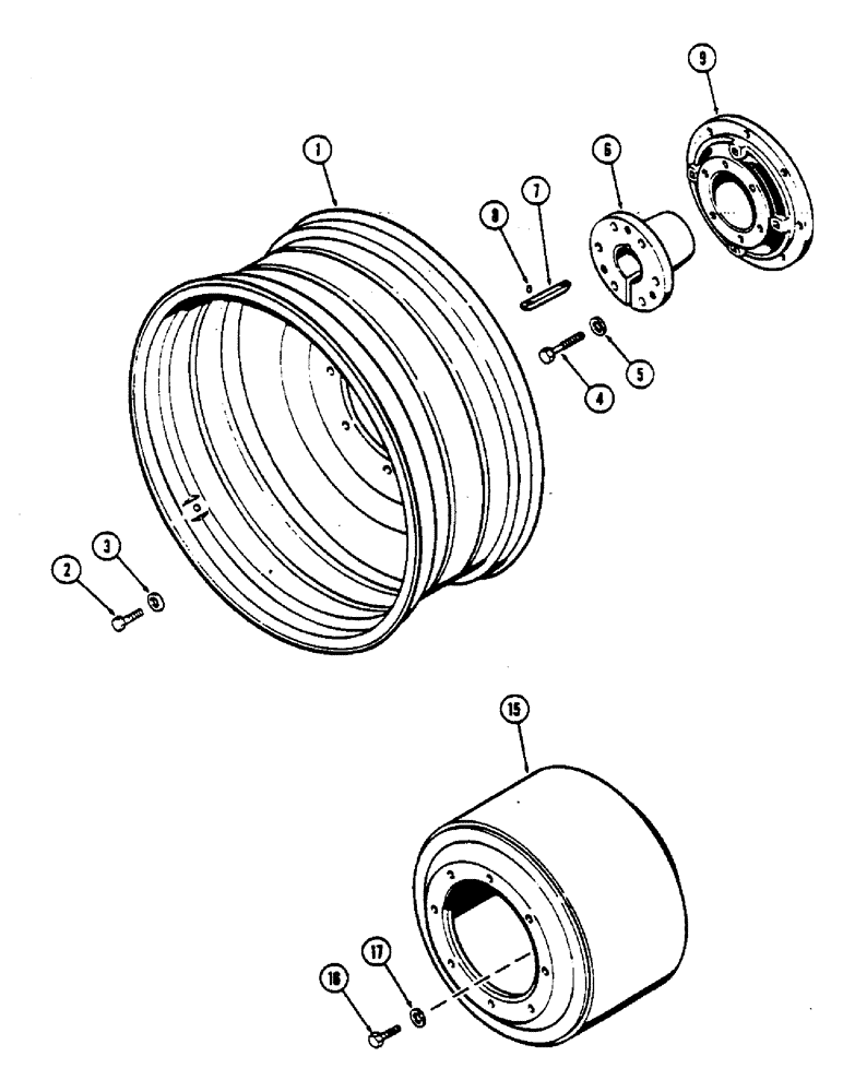 Схема запчастей Case IH 2590 - (6-219C) - DUAL REAR WHEELS, STEEL, WITH 42 INCH RIMS (1066.80 MM) (06) - POWER TRAIN