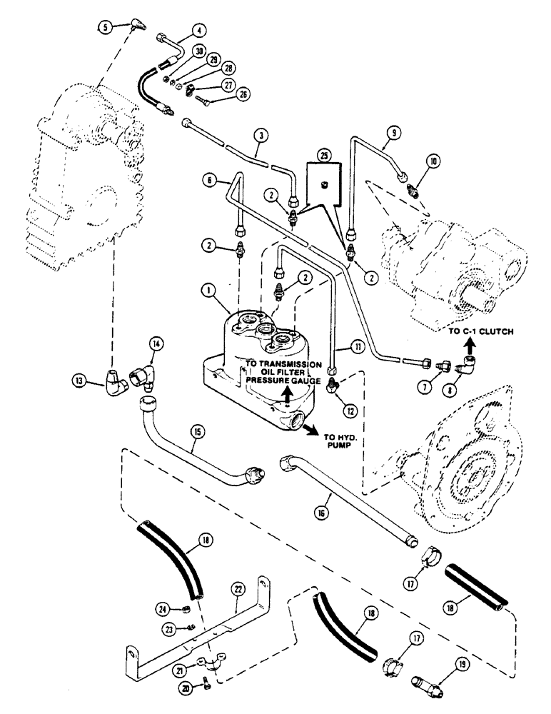 Схема запчастей Case IH 2670 - (276) - P.T.O. HYDRAULICS, HYD. OIL FILTER HOUSING AND LUBE LINES, USED BEFORE TRANSMISSION S/N 10025257 (08) - HYDRAULICS