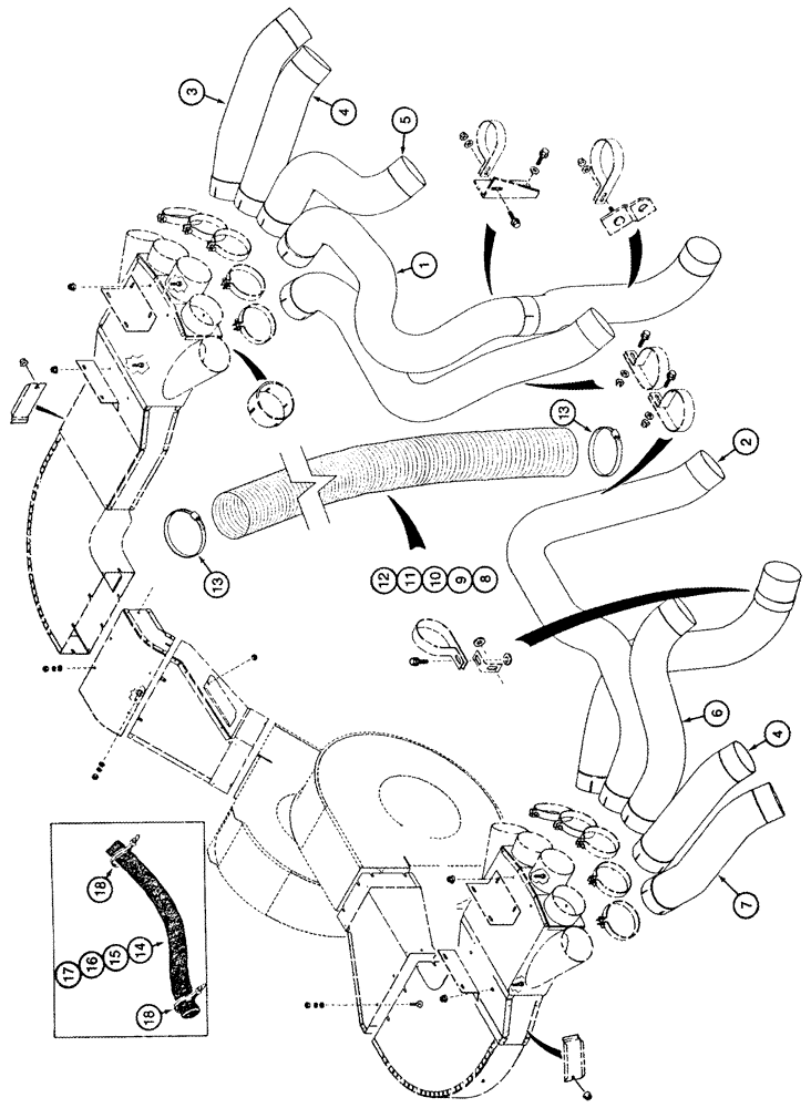 Схема запчастей Case IH 2555 - (09C-20) - AIR DUCTS AND HOSES JJC0157150- (15) - HANDLING SYSTEM