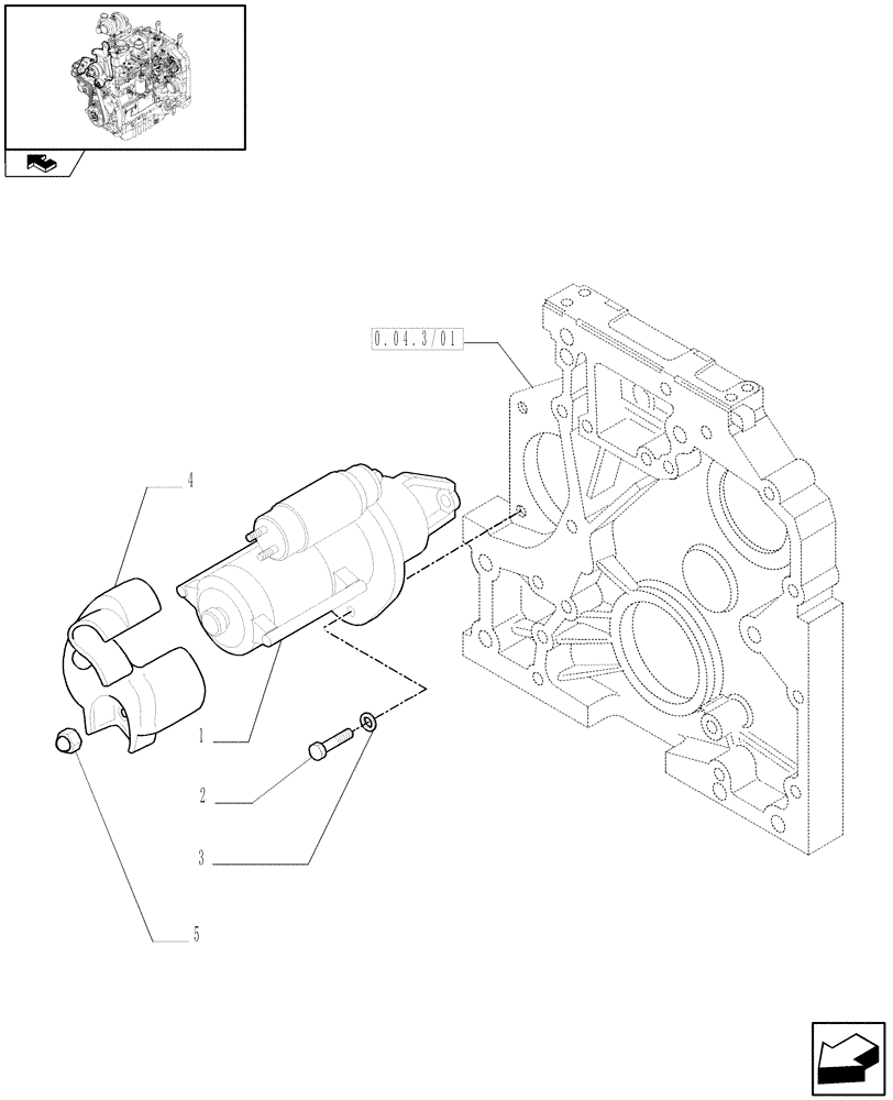 Схема запчастей Case IH FARMALL 95N - (0.36.0/01) - STARTER MOTOR (01) - ENGINE