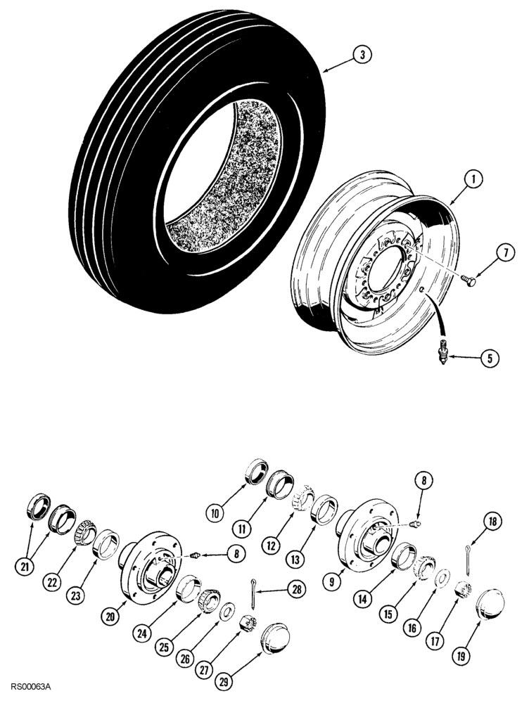 Схема запчастей Case IH 5850 - (09-12) - WHEELS AND HUBS, MAIN FRAME (09) - CHASSIS